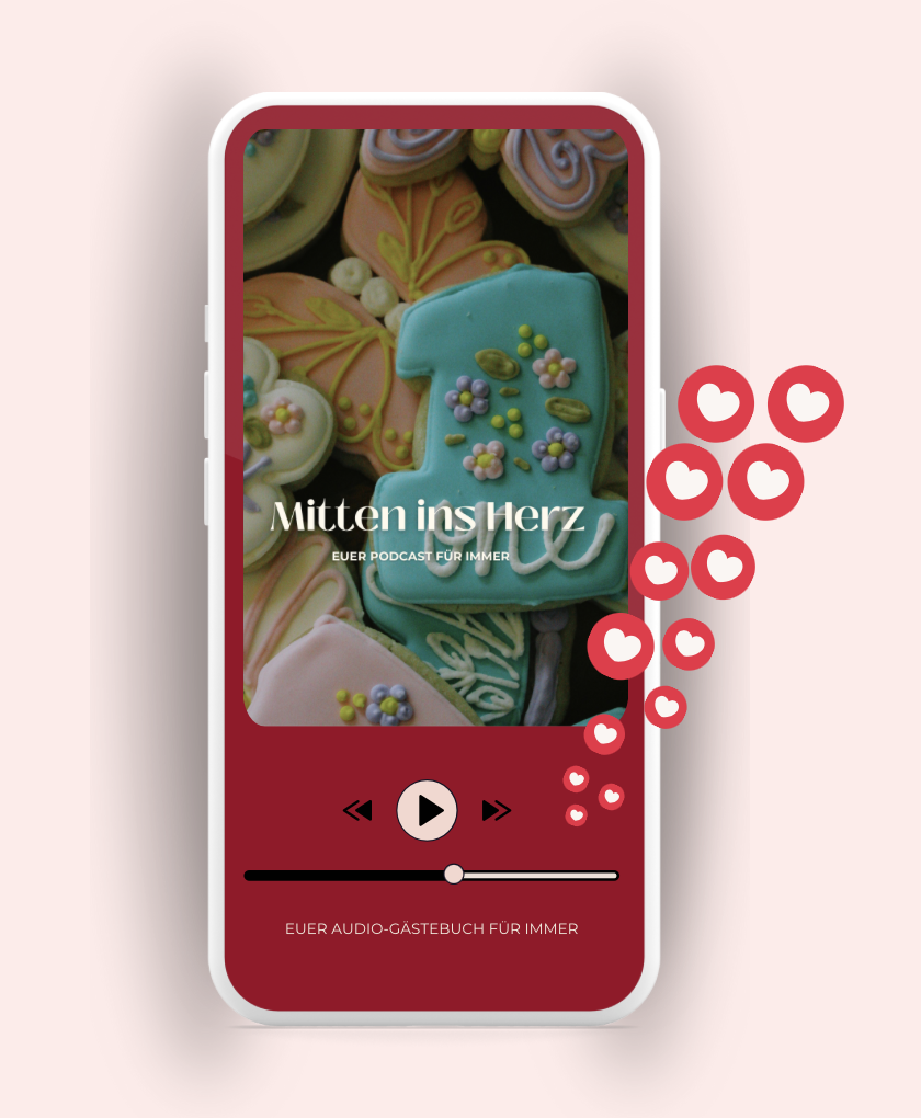 Personalisierter Podcast zum ersten Geburtstag – Stimmen, die für immer bleiben! Mit einem individuellen Podcast hältst du die liebevollen Worte von Familie & Freunden für dein Kind fest. Ein einzigartiges Geschenk, das Erinnerungen lebendig macht und den ersten Geburtstag zu etwas ganz Besonderem werden lässt. Preis ab 99€ (je nach Umfang und Anzahl der Botschaften). Sichere dir jetzt deinen Podcast zum ersten Geburtstag und bewahre die Stimmen deiner Liebsten für immer!