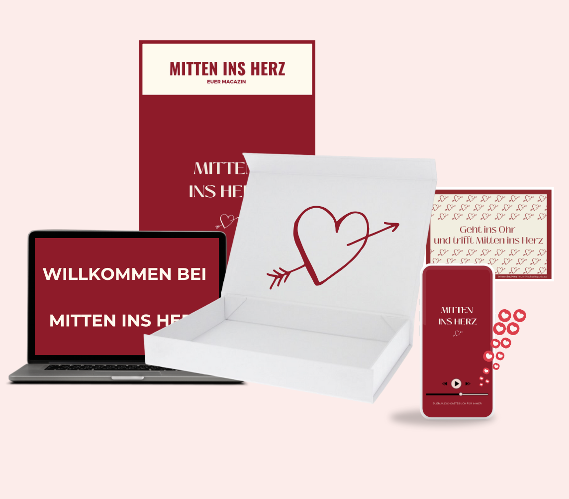 Das ultimative Geschenk für besondere Anlässe: Mit dem Mitten ins Herz Podcast Premium-Erlebnis erhalten Hochzeitspaare, Jubilare und Herzensmenschen eine individuelle Podcast-Serie mit Botschaften ihrer Liebsten, ein Erinnerungsmagazin und eine stilvolle Geschenkbox. Perfekt für alle, die Emotionen für die Ewigkeit bewahren möchten – jetzt entdecken!