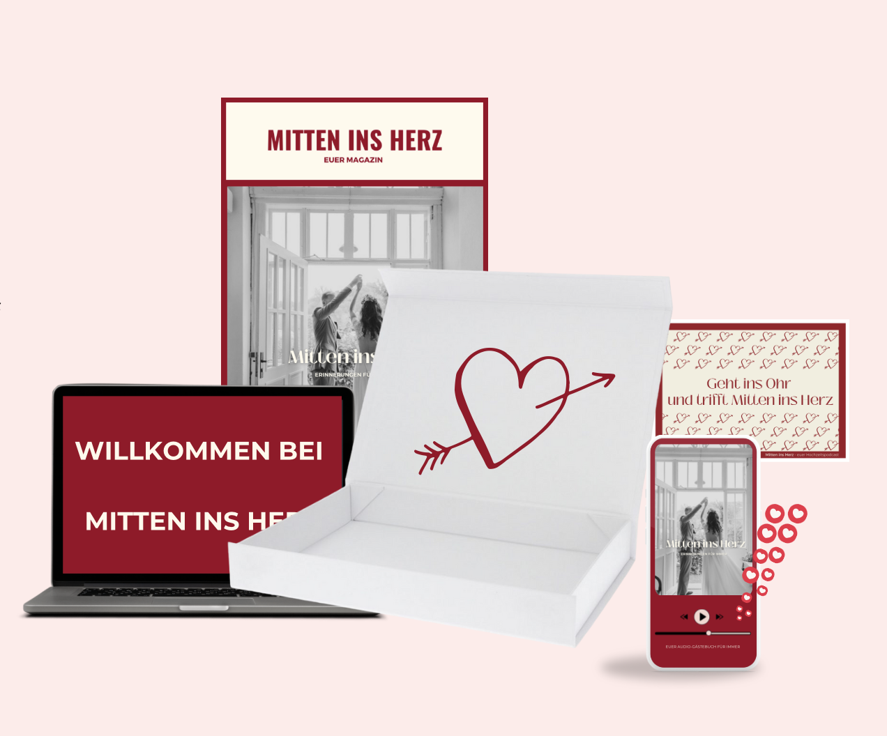 Flitterwochen-Podcast als Premium-Geschenk. Überrasche deine große Liebe mit einem individuellen Podcast von Mitten ins Herz – das perfekte Geschenk für die Flitterwochen!
Dieses exklusive Premium-Paket enthält:
✅ Personalisierte Audio-Botschaften für unvergessliche Erinnerungen
✅ Hochwertiges Magazin mit eurer einzigartigen Liebesgeschichte
✅ Elegante Geschenkbox für ein besonderes Unboxing-Erlebnis
✅ Digitaler Zugang zum Podcast, jederzeit und überall abrufbar
🎁 Das romantischste Geschenk für frisch verheiratete Paare – jetzt entdecken!